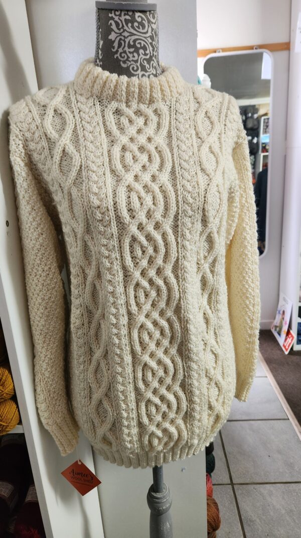 Hand Knit Adult Sweater Cream - Image 4