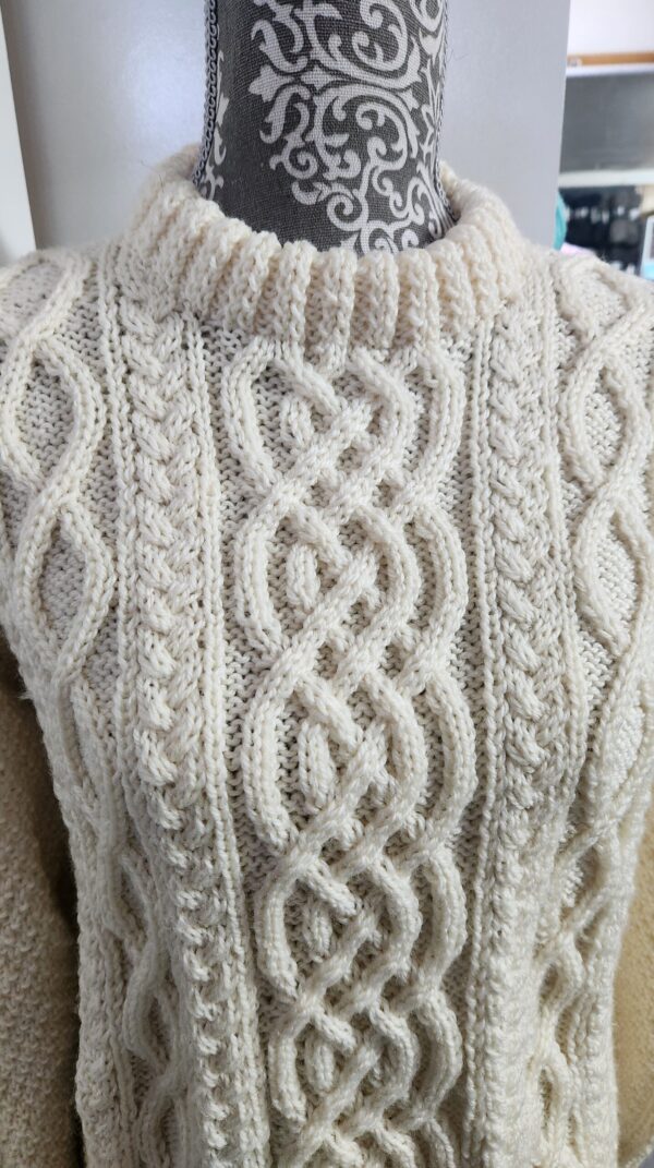 Hand Knit Adult Sweater Cream - Image 3